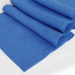 royal blue linen table runner / custom kitchen cloth table runner / handmade natural dining table top