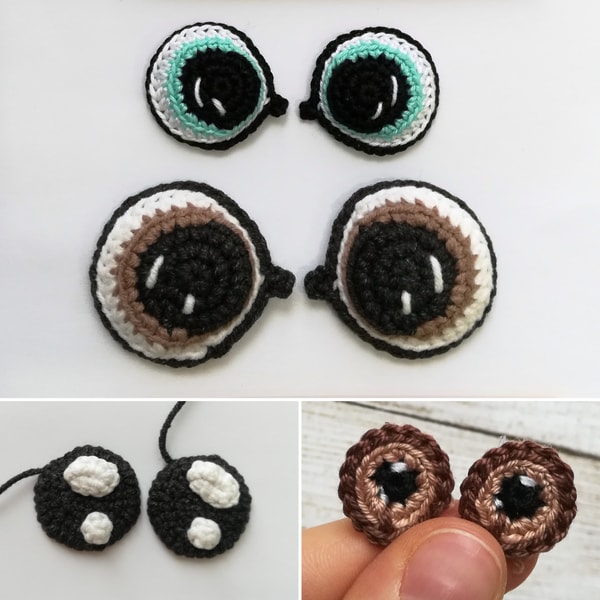 Crochet eyes pattern, eyes for amigurumi toys, 3 in 1 | Inspire Uplift