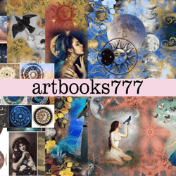 golden moon - diary of a fortune teller, scrapbooking, ephemera, junk journal, digital paper