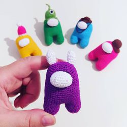 Among Us Miniature Toys, Crochet  Stuffed Among Us, Plush Amigurumi Among Us ,  Among Us Character, Handmade Kids Toys