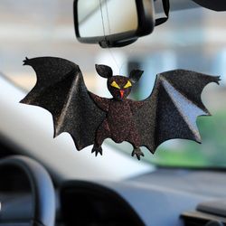 Halloween creepy car decor. Scary bats for car mirror Halloween decoration. Halloween cute car accessories.