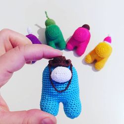 among us miniature toys, plush amigurumi blue among us, crochet  stuffed among us,  among us character, handmade toys