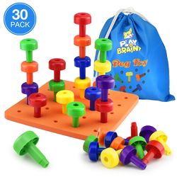 Play Brainy 30 pc Peg Toy Set with Storage Bag