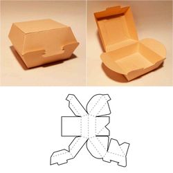 Burger box template, burger gift box, burger gift wrap, hamburger box, burger container, SVG, DXF, PDF, Cricut