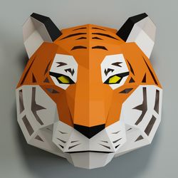 DIY Papercraft Tiger, paper craft model template, night lamp light, 3D puzzle, cat lion lynx cheetah leopard, PDF