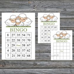 Cute lamb bingo cards,Cute lamb bingo game,Little lamb printable bingo cards,60 Bingo Cards,INSTANT DOWNLOAD--307