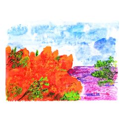 Arizona Painting National Park Original Art Mountain Landscape Painting Small Artwork by LarisaRay