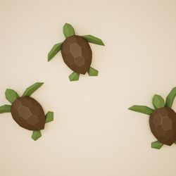 Papercraft Turtles, Paper Craft turtle model, Tortoise PDF template, 3D Terrapin sculpture, Low poly pattern, Little sea