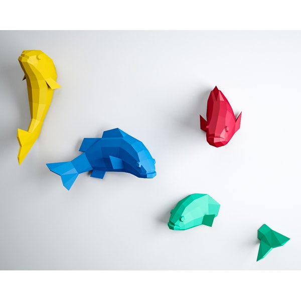 Papercraft 3D fish, Origami paper craft, Paper sculpture 3D - Inspire ...