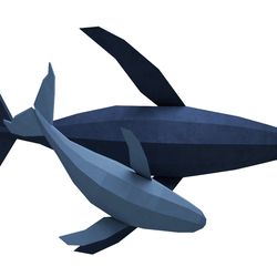 Papercraft Whale, 3D family of whales paper model, paper sculpture, paper craft animals PDF, fish kit, template, origami