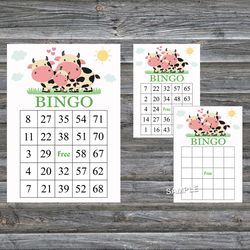 Cow bingo cards,Cow bingo game,Farm animals printable bingo cards,60 Bingo Cards,INSTANT DOWNLOAD--296