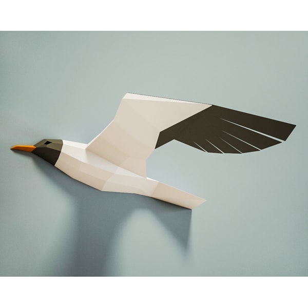 Papercraft gull 3D sculpture, DIY Paper craft template, Seag | Inspire ...