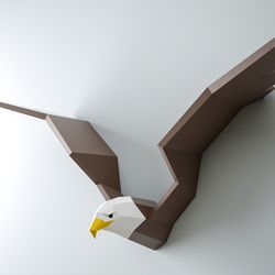 3D Papercraft Eagle, DIY Paper craft bald eagle, hawk vulture falcon condor bird, animal trophy PDF kit, printable