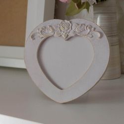 Heart-shaped photo frame in gray color Shabby chic Picture frame Love Pink photo frame Christmas gift Mother gift