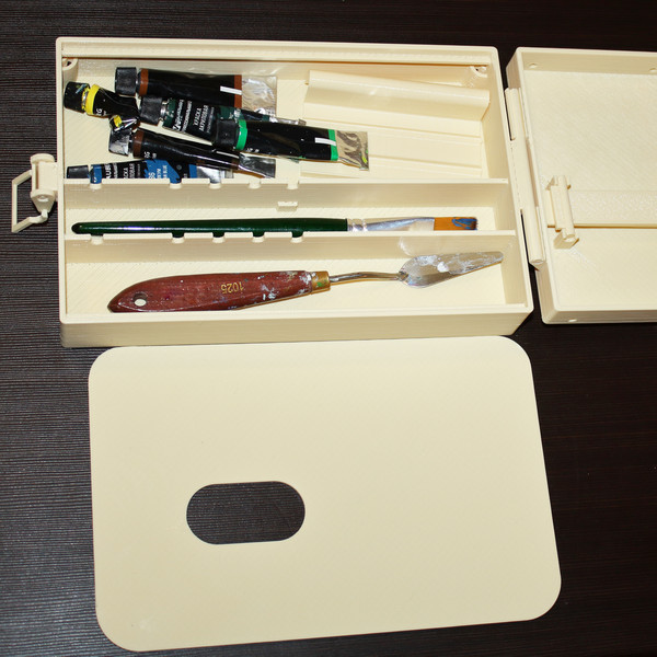 A box for storing brushes and paints