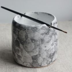 Black and white water paint cup/ Painting cup with marble effect/ Water brush cup/ Paint brush cup