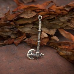 axe pendant on black leather cord. celtic ornament. fighting hatchet necklace. warrior armor jewelry. polex pendant