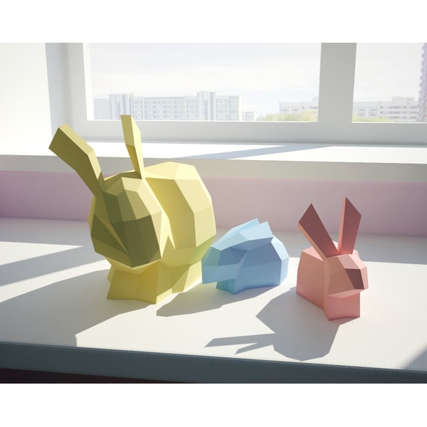 Papercraft Bunny, 3D paper craft model, Rabbits family paper | Inspire ...