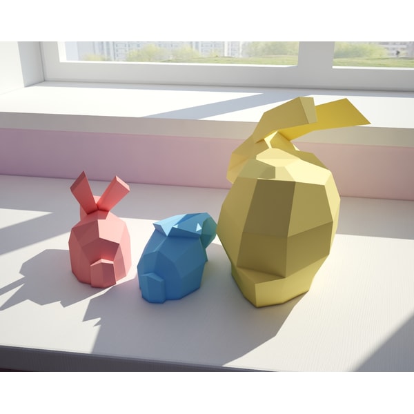 Papercraft Bunny, 3D paper craft model, Rabbits family paper | Inspire ...