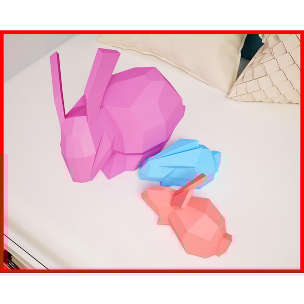 Papercraft Bunny, 3D paper craft model, Rabbits family paper | Inspire ...