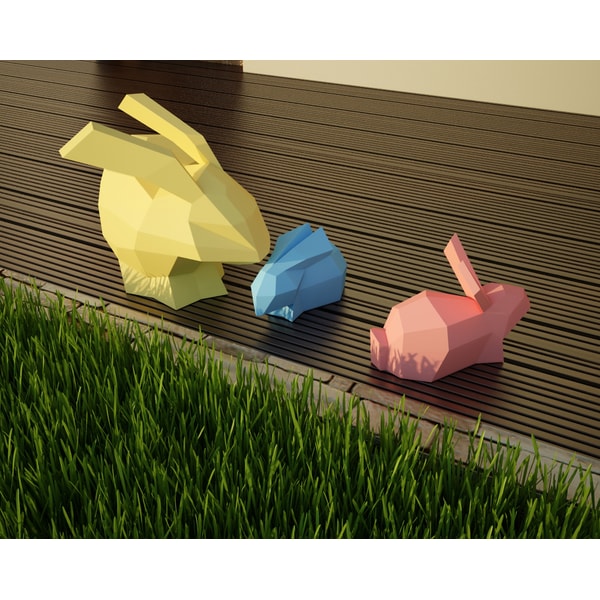 Papercraft Bunny, 3D paper craft model, Rabbits family paper | Inspire ...