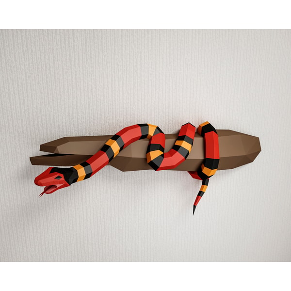 Papercraft Snake on a branch, Scarlet king snake Paper craft | Inspire Uplift papercraft-snake-on-a-branch-scarlet-king-snake-paper-craft-inspire-uplift