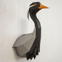 Papercraft crane Demoiselle, 3D paper craft model, printable low poly sculpture, Heron, stork, bird, diy how to make,