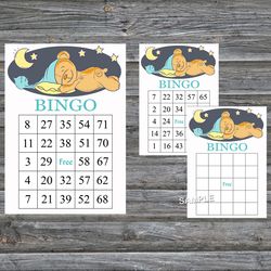 Sleepy teddy bear bingo cards,Teddy bear bingo game,Teddy bear printable bingo cards,60 Bingo Cards,INSTANT DOWNLOAD-285