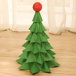 DIY Paper Christmas Tree, 3D Papercraft New Year gift, low poly paper sculpture, easy paper model, PDF printable puzzle