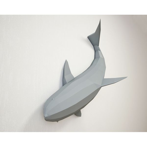 Wall-mount Paper Shark, XXL home decor, Low Poly Paper sculp - Inspire  Uplift