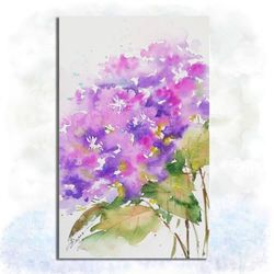 Floral Painting Purple Flower Original Artwork  Small Watercolor  gift for flower lover7"X11"  by ArtMadeIra