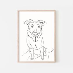 Custom Pet Portrait From Photo, Custom Dog Portrait, Line Drawing Art, Dog Sketch Art, Cat Portrait, Minimalism Art