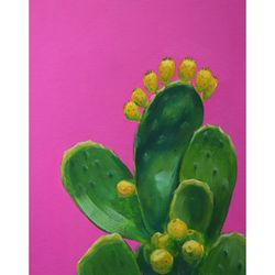 Cactus Painting Desert Original Acrylic Art Succulent Artwork Cacty Wall Art 9x7 by Sonnegold