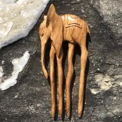 Unique Very Detailed Wooden Hairfork Elephant