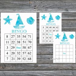 Under the sea bingo cards,Under the sea bingo game,Nautical printable bingo cards,60 Bingo Cards,INSTANT DOWNLOAD--218