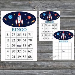 Rocket bingo cards,Rocket bingo game,Rocket printable bingo cards,60 Bingo Cards,INSTANT DOWNLOAD--217