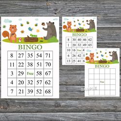 Woodland animals bingo cards,Bear bingo game,Woodland printable bingo cards,60 Bingo Cards,INSTANT DOWNLOAD--215