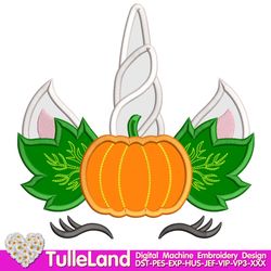 Unicorn  Halloween with Pumpkin Machine embroidery applique design