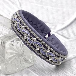 Scandinavian jewelry. Sami leather bracelet. Bright braided women's bracelet. Bracelet with Slavic style. Viking Jewelry