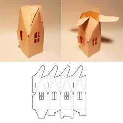 Christmas box template, christmas gift box, christmas house box, house box, house gift box, SVG, DXF, PDF, Cricut