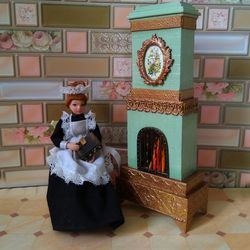 Fireplace for dollhouse handmade.1:12 scale.
