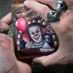 Wallet pennywise, purses It 1990, leather craft horror