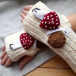 Mittens crochet pattern, fingerless gloves crochet pattern