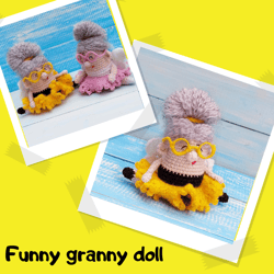 Granny doll crochet pattern, Stuffed grandma doll, Mother's day gift ideas