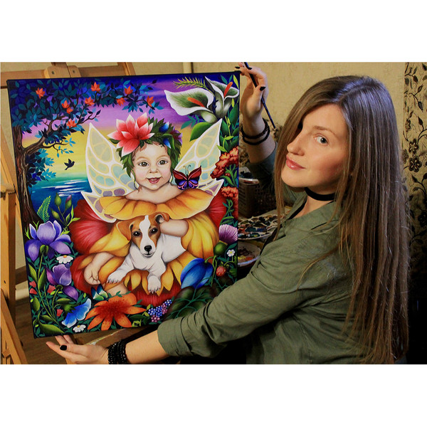 Custom Portrait From Photo Painting Children Artwork Personalized Art Nursery Wall Art _2.jpg