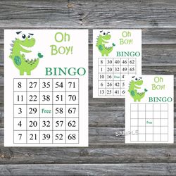 Green Dinosaur bingo cards,Dinosaur bingo game,Dinosaur printable bingo cards,60 Bingo Cards,INSTANT DOWNLOAD--209