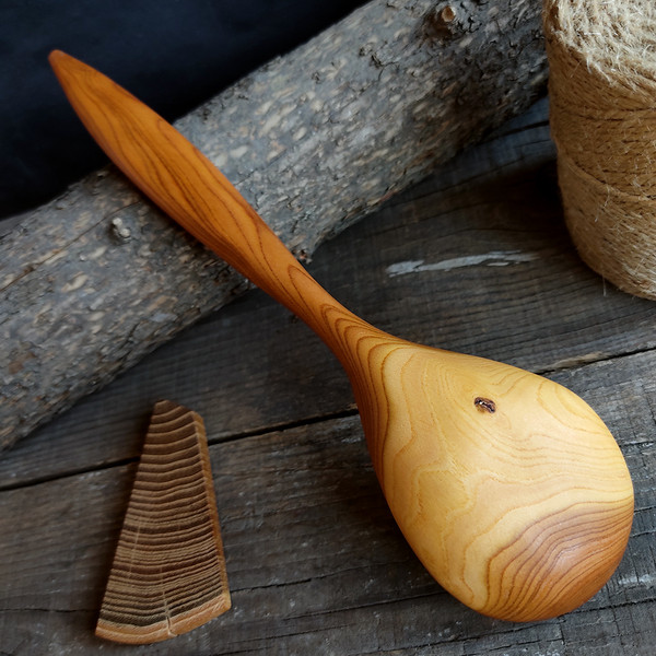 Handmade wooden spoon from natural apricot wood - 04