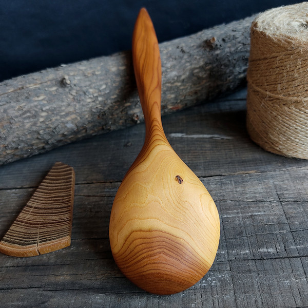 Handmade wooden spoon from natural apricot wood - 06