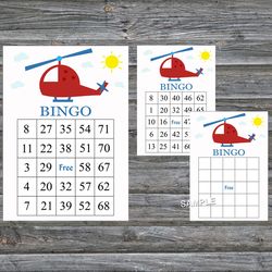 toy helicopter bingo cards,toy helicopter bingo game,toy helicopter printable bingo,60 bingo cards,instant download-197