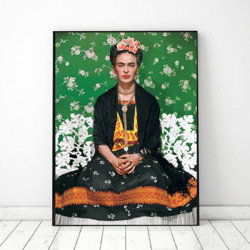 Frida Khalo wall art green, Photo Frida Kahlo printable Digital download, frida khalo wall art, frida khalo art print, f
